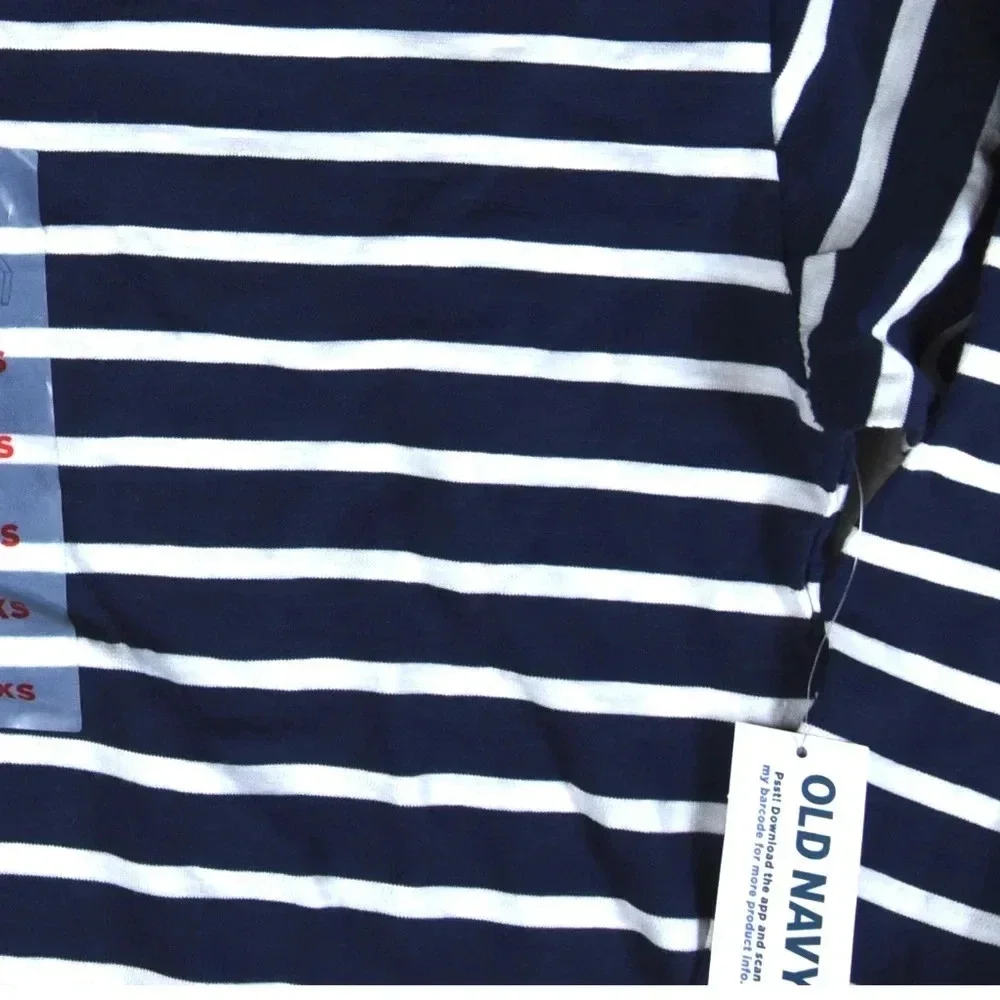 Old Navy Women’s Navy White Nautical Striped Henley Long Sleeve Jersey Shirt XS - Picture 4 of 9